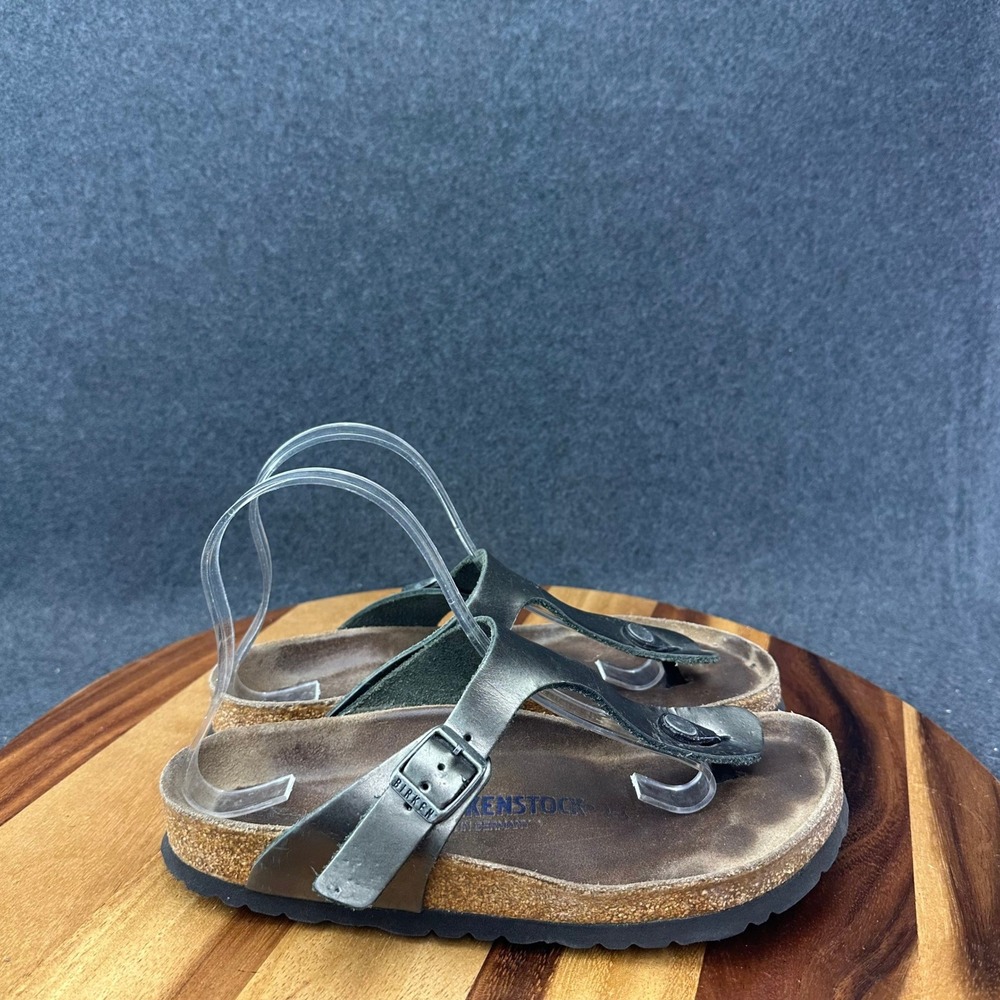 Birkenstock Gizeh Metallic Thong Sandals Womens 38 Size 9 Soft Footbed